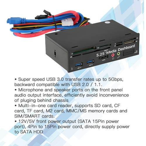 Multi-Function USB 3.0 Hub eSATA Port Internal Card Reader PC Dashboard G4J0 - Picture 11 of 11
