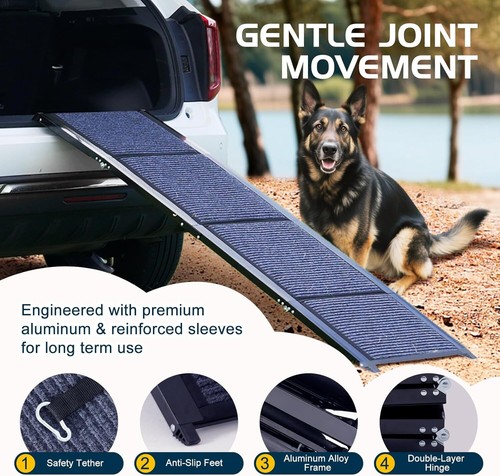 DoCred Foldable Pet Dog Ramp for SUV Truck Car 71''x20'' Large Dogs up to 250 lb - Picture 5 of 18