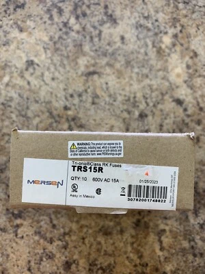 10 Mersen Ferraz Shawmut TRS15R Tri-Onic Zeitverzögerungssicherungen 15 Amp 600V Klasse RK5 - Bild 1 von 2