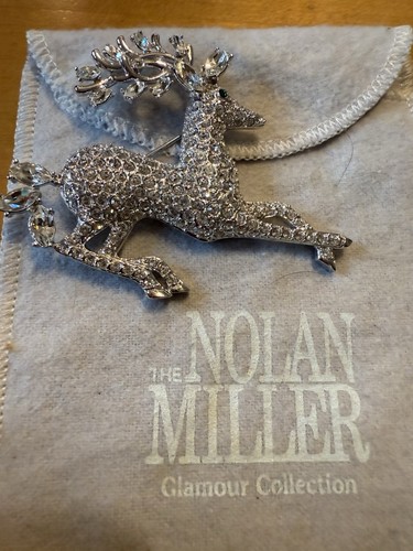 Vintage Brooch Nolan Miller Reindeer Leaping Deer Rhinestone 3277 | eBay