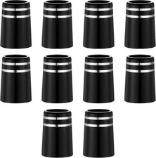 10 Pcs .370 Golf Iron Ferrules Double Silver Ring Black Taper Tip ID:0.370