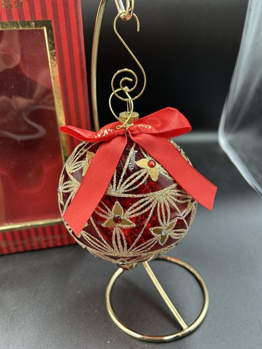 Waterford Holiday Heirlooms Red Glass Hand Blown Ornament W/Stand 2005 ...