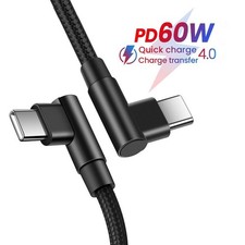 90 DEGREE Right Angle USB Type C to C Fast Data Sync Charger Charging Cable Lead