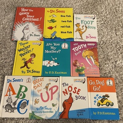 Dr Seuss 10 Book Lot Beginner Books Grinch ABC One Fish Go Dog Go Wocket