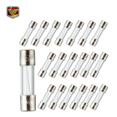 BOJACK Sicherungen 5x20 mm 1A 250V Glasröhren 20 Stück für Elektroinstallation