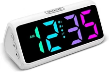 Netzu Loud Alarm Clock for Heavy Sleepers, RGB Clocks White 