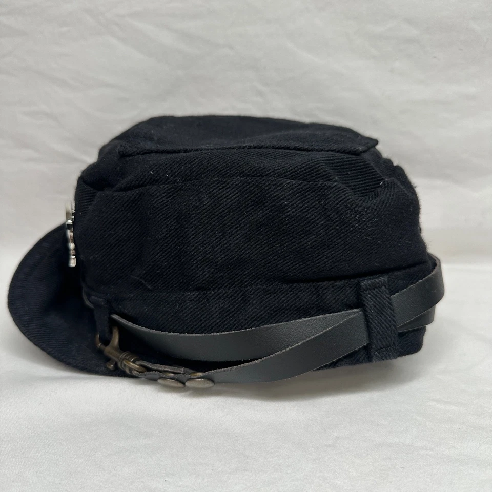 De colección Denim Road Rag Robo Gorra Sombrero Gorra Correa Trasera Negro Motociclista Motocicleta Prendedores Foto 4 de 4