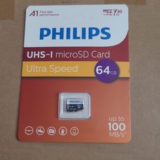 Philips 64GB microSDXC UHS-I A1 V30 Ultra Speed High Capacity Memory Card