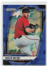 2025 Panini Prizm Blue Cracked Ice Carter Holton #286 Atlanta Braves