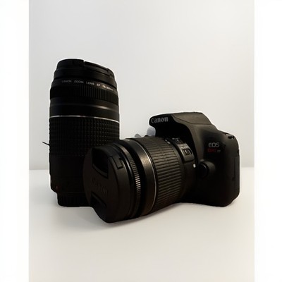 Canon EOS Rebel T7 DSLR Camera Black w/ 75-300mm Zoom & Kit Lens