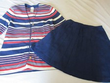 VINTAGE AILEEN WOMEN'S RED WHITE BLUE LEISURE SUIT JACKET SKIRT OUTFIT 11-12