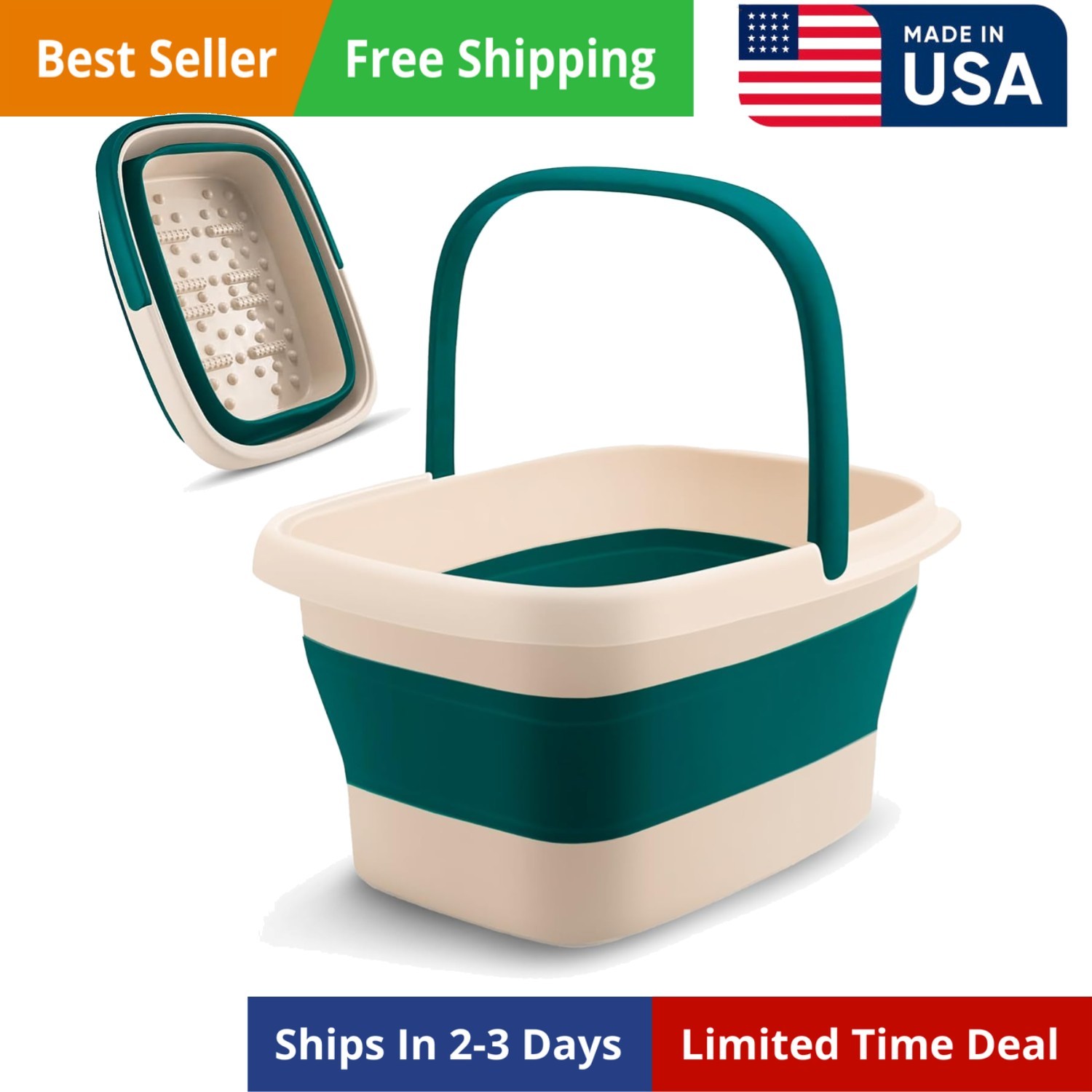 Collapsible Foot Bath Soak Tub with Handle - Comfort & Spa E