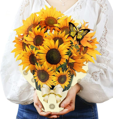 Forever Flower Bouquet Paper Pop up Cards, 3D Greeting Cards with Note Card&Enve