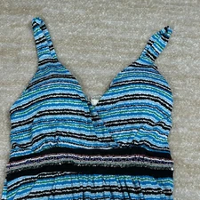 Studio West Apparel Womens M Blue Black Stripe Sleeveless Maxi Dress