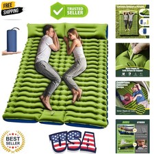 Double Sleeping Pad - Self Inflating 4" Extra-Thick for 2 Person with Pillow ...