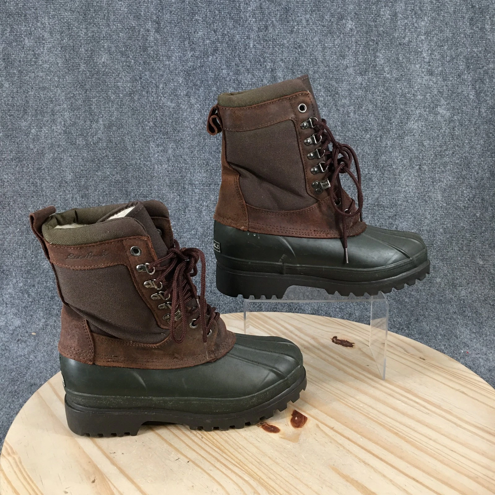 Eddie Bauer Boots Mens 9 M Lace Up Insulated Waterproof Duck Boot Brown Leather