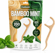 Biodegradable Dental Floss Picks 200 Count  Mint Flavored Eco-Friendly Flosser