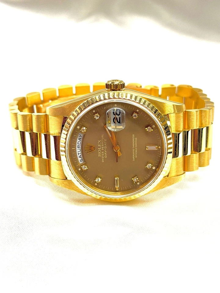 Rolex Day-Date Automatik 18K Gelbgold President Diamond Dial 1990 Ref.18238 138g - Bild 3 von 4