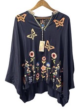 Johnny Was Imogen Poncho Nuria Embroidered Silk - Women s Size L/XL - NWT 328