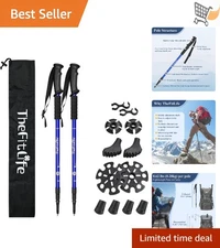 Nordic Walking Trekking Poles Aluminum Collapsible Lightweight Anti-Shock