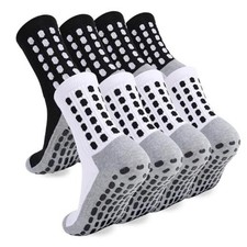 2/4/6 Pairs Men's Soccer Socks Grip Pads Non Slip 4 Pairs/2black 2white