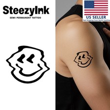 SteezyInk temporary tattoo Wavy Smiley last upto 2 weeks 3 x 3 inch