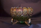 Super Pretty Green Fenton Carnival Glass Orange Tree Pattern Rose Bowl~EXCELLENT