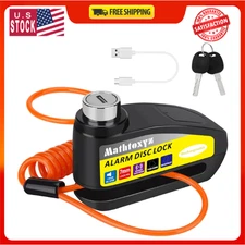 Motorcycle Lock Rechargeable, 120dB Alarm Disc Brake Locks Anti-Theft Security