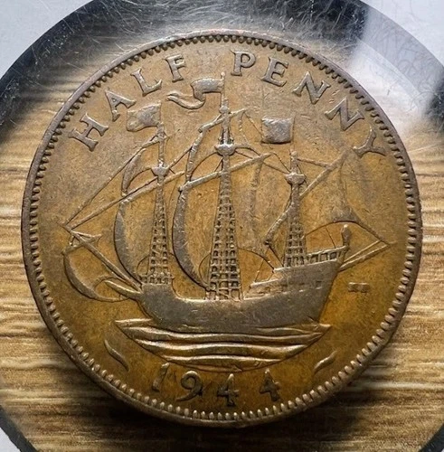 Photo of a 1944 George VI Half Penny from an eBay listing that sold on Jun 24, 2026
