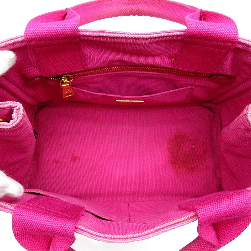 PRADA Canapa Tote TPM BN2439 Canvas Ladies Handbag Pink (FUXIA)  Used from japan thumbnail 7