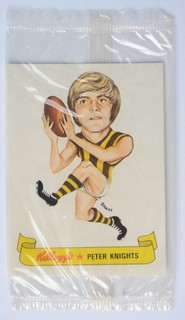 VFL Kellogg’s Football Sticker Peter Knights / Hawthorn 1973 MISB Kelloggs