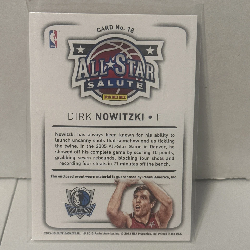 Dirk Nowitzki 2012-13 Elite All Star Salutes Game Jersey Mavericks - Image 2 of 2