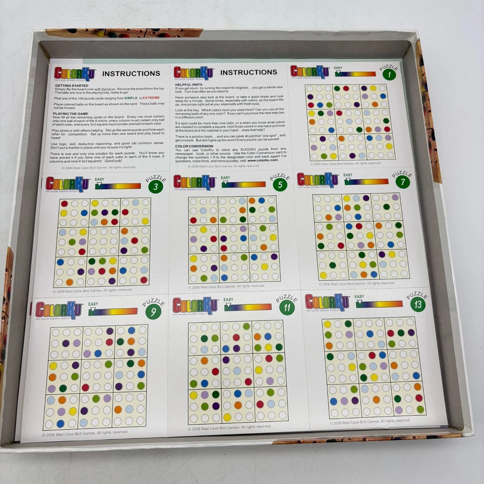 Colorku Game COMPLETE Mad Cave Bird 2006 Wood Wooden Board Colors Sudoku - Image 4 of 4