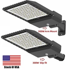 US LED Parking Lot Shoebox Pole Lights 200W 300W Street Area Flood Outdoor Light