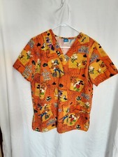 Disney Mickey Mouse Halloween Medical Scrub Top Women's Size Medium - L8
