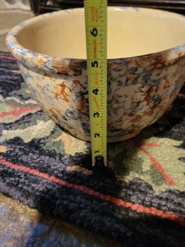Antique Red Wing Spongeware Mixing Bowl 8” Crock Orange Blue Paneled Stoneware - Picture 6 of 8