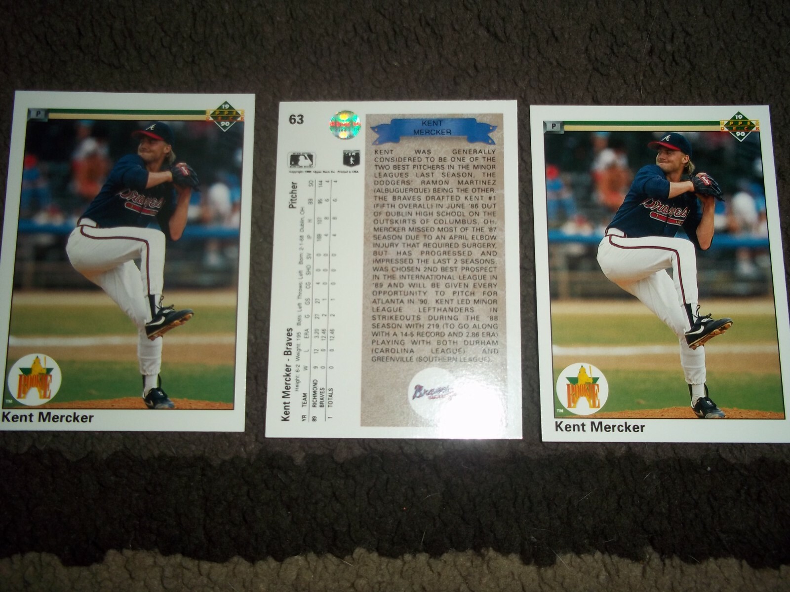Kent Mercker- 25 1990 Upper Deck Star Rookie cards #63 Atlanta Braves ...