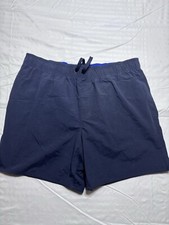 St John's Bay Swim Trunk Mens L Blue Drawstring Tie Nylon Shell Lined Swimwear