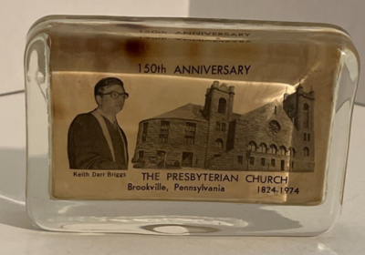 #ad VTG Glass Paperweight Presbyterian Church Keith Darr Briggs Brookville PA $29.95