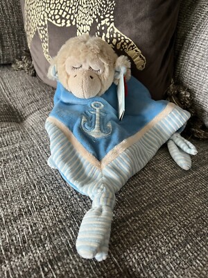Keel Toys Sleepy Shore Monkey Blue Brown Baby Comforter Snuggle