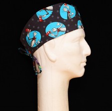 The Cat in the Hat on Black Background Theme Scrub Hat