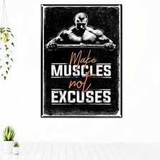 Hacer MÚSCULOS NO EXCUSAS Póster Inspirador Tapiz Bandera Gimnasio Decoración