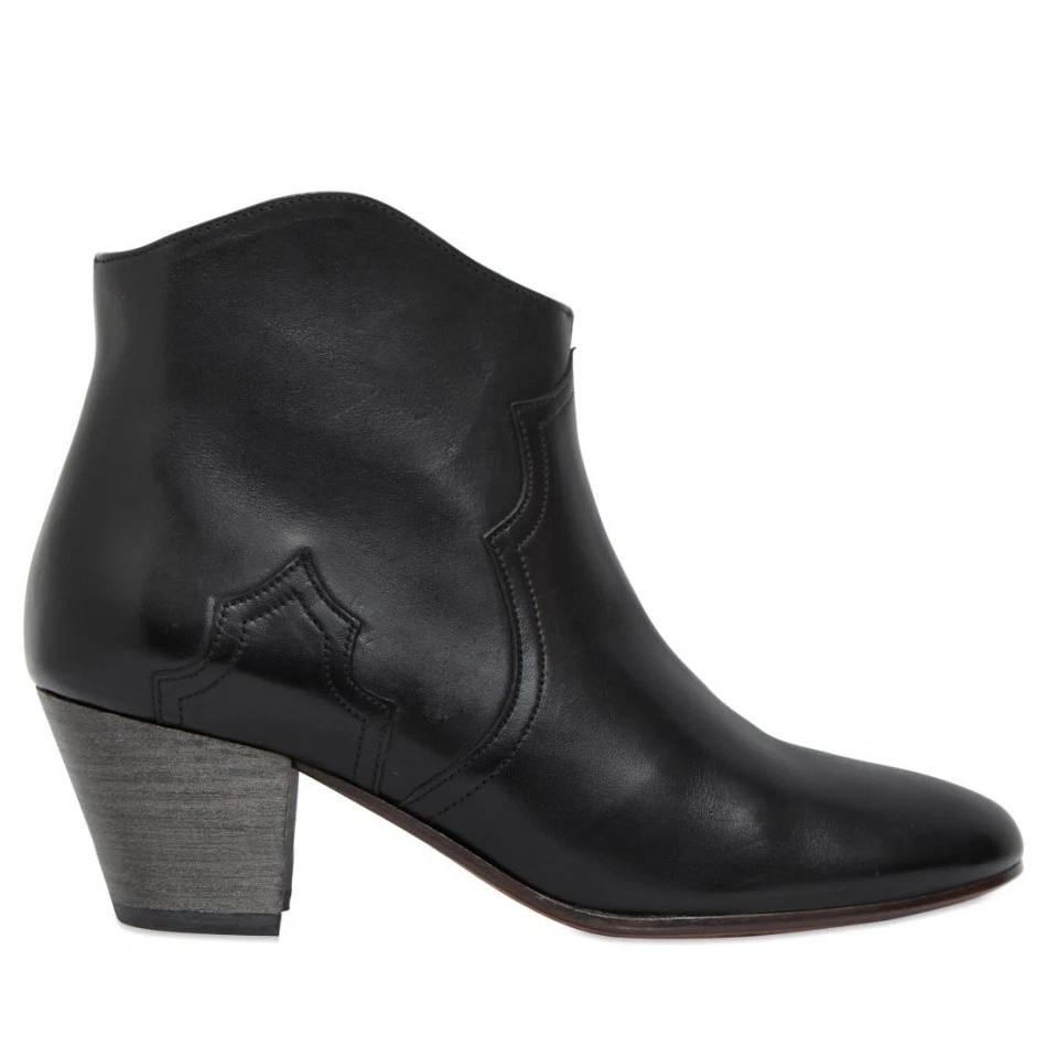 ISABEL MARANT Dicker Ankle Boots in Black Calf Leather Size FR 37