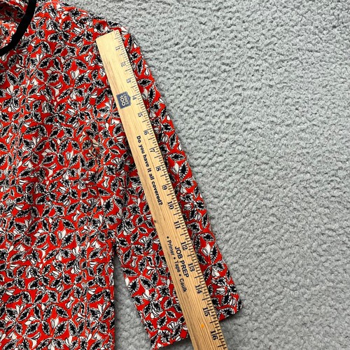 Marni Top Womens 40 (US 6-8) Red Floral Silk Chiffon 3/4 Sleeve Blouse Designer - Picture 7 of 17