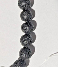 Natural Black Volcanic Lava Beads 10mm Full Strand 15"