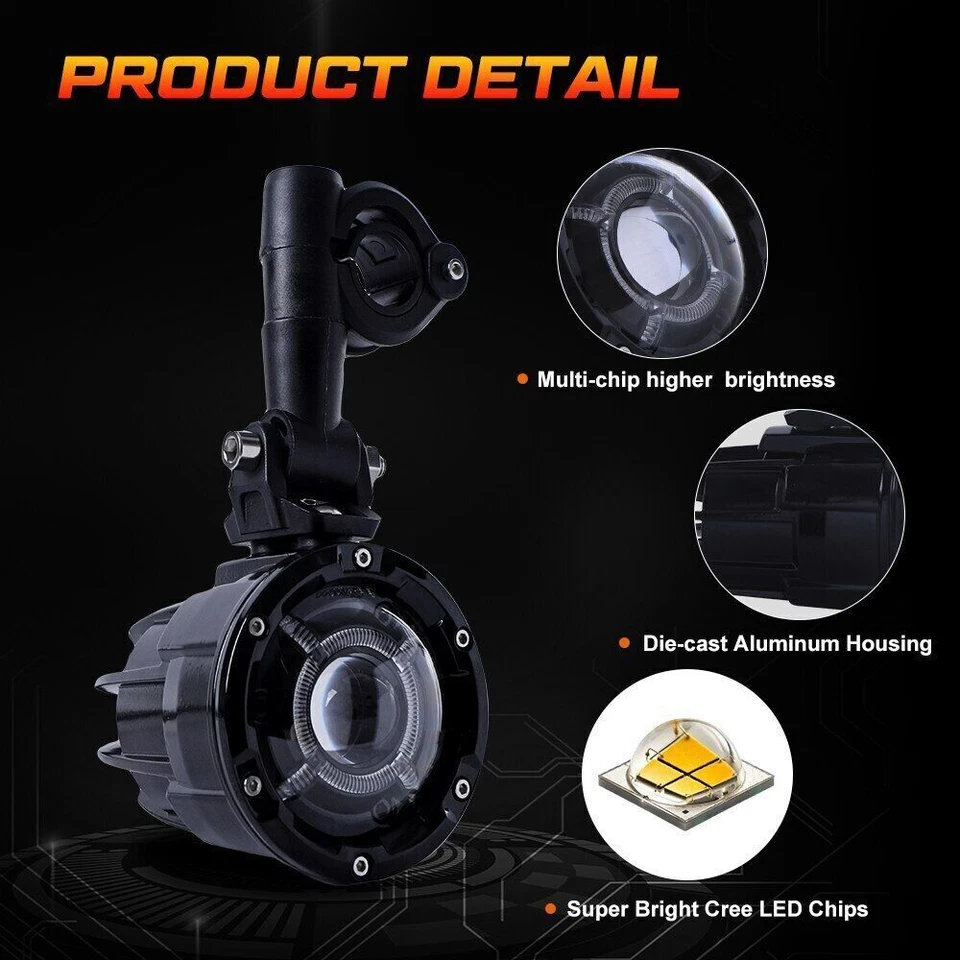 for BMW R1200GS R1100GS F700GS K1600 Spot Driving Fog Lamps LED Auxiliary Lights - Image 4 of 4