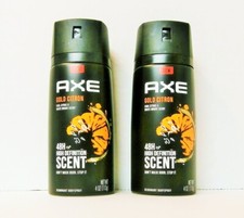 Axe Gold Citron Deodorant Body Spray 4oz ea 2cans Cool Citrus White Woods Scent