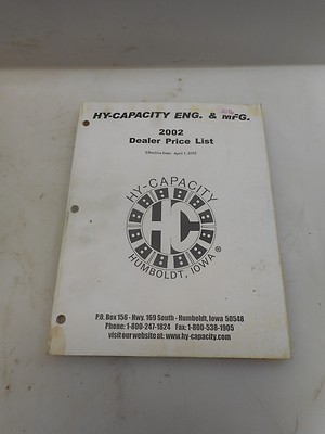 HY-CAPACITY ENG & MFG 2002 DEALER PRICE LIST 2-APR-02