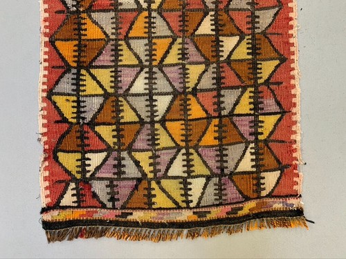 Vintage Turkish Mini Kilim 95x50 cm Wool Small Kelim Runner, shabby Chic - Picture 3 of 6