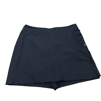 Izod Preppy Tennis Skirt Shorts Skort Women 12 Gray Black Button Side Golf Siren